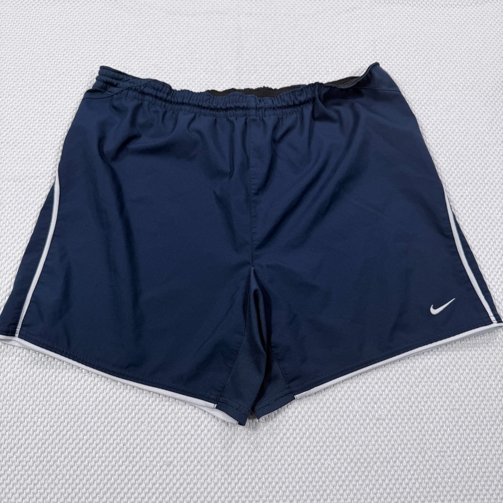 Nike Dri-FIT Running Shorts Men's M Navy Blue Lined Swoosh Drawstring